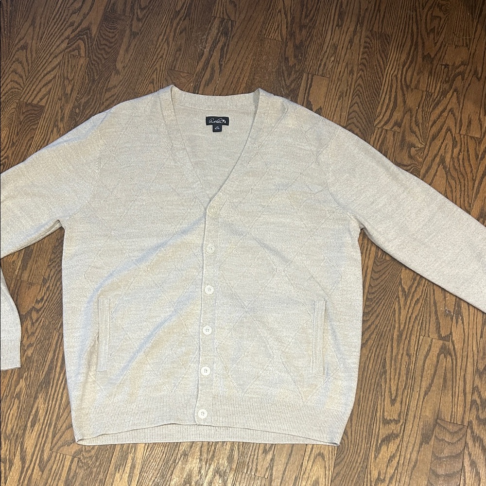 Arnold Palmer Mens Beige Button-Up Cardigan